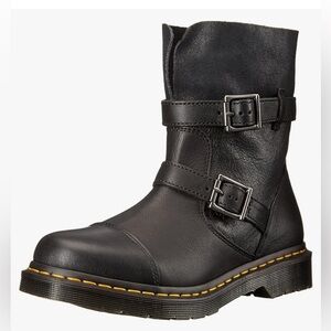 Dr. Martens Black Leather Buckle Combat Boots